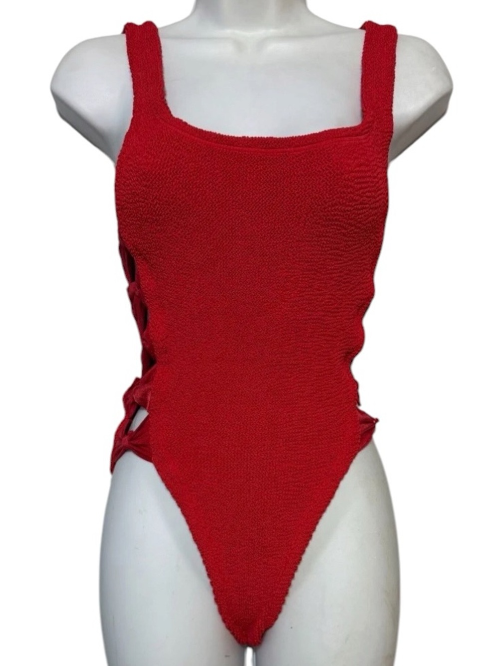 Hunza G Tiffany Bow Cutout One Piece Swimsuit in Red OS - Picture 7 of 10